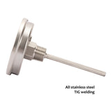 Measureman Fully Stainless Steel Pot, Kettle, Brewing Bimetal Thermometer, 3" Dial, 4" Stem, 0-250 deg F/-20-120 deg C, +/-1% Accuracy, Adjustable, 1/2" NPT Back Mount