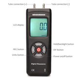 Measureman Handheld Digital Differential Pressure Gauge, Vacuum and Pressure Gauge Meter Tester 11 Units with Backlight, ±2Psi/Kpa, 1-2 Pipes Air System Measurement