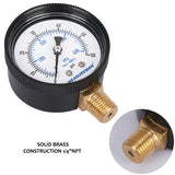 Measureman 2" Swimming Pool Pressure Gauge, 1/4"NPT Lower Mount, 0-60psi/kpa, Plastic Case