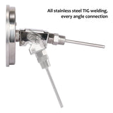Measureman Every Angle Fully Stainless Steel Pot, Kettle, Brewing Dial Industrial Bimetal Thermometer, 5" Dial, 4" Stem, 0-250 deg F/-20-120 deg C, +/-1% Accuracy, Adjustable, 1/2" NPT