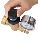 Measureman Handle Adjustable Lead-Free Brass RV Pressure Regulator, Pressure Reducer With Liquid Filled Pressure Gauge 160psi and Inlet Screened Filter For Camper, Trailer, RV, Garden, Plumbing System