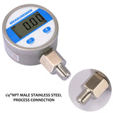 Measureman 2-1/2" dial, Digital Industrial Pressure Gauge with 1/4"NPT lower mount, stainless steel case and connection, 0-300psi/bar, 1%,Battery Powered, With LED light