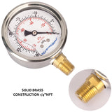Measureman Vacuum Gauge, Glycerin Filled, 2-1/2" Dial Size, 1/4"NPT Lower Mount, -30"Hg/-100kpa-0  50pcs