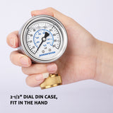Measureman 2-1/2" Glycerin Filled Stainless Steel Water Pressure Test Gauge, 3/4" Female Hose Thread, 0-200 psi/kpa 50pieces