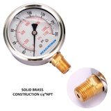 Measureman 2-1/2" Dial Size, Oil Filled Pressure Gauge, 0-160psi/kpa, 304 Stainless Steel Case, 1/4"NPT Lower Mount-50pcs
