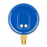 Measureman Refrigeration Pressure Gauge, 2-3/4" Dial, Blue Dial, 1/8" NPT Lower Mount, 30inHg-0-250psi, 250-500psi Retarded Range, R-404A, R-22, R-410A, Degree F, Adjustable Pointer