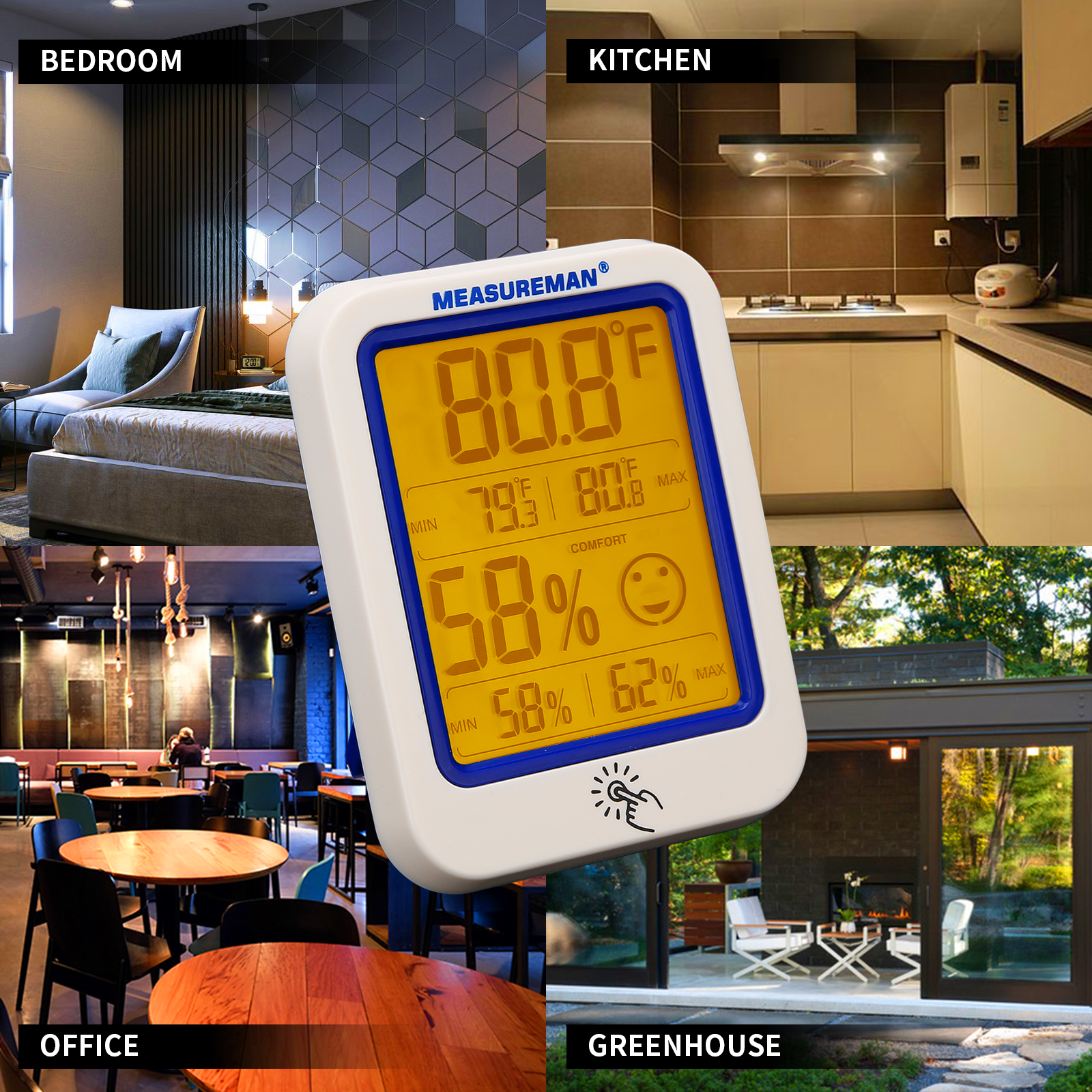 2x Digital Room Thermometer Indoor Hygrometer Temperature Humidity Meter  Clocks
