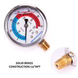 Measureman 2" Dial Size, Glycerin Filled Pool Filter Pressure Gauge, 304 Stainless Steel Case, 0-35psi/250kpa, 1/4" NPT Lower Mount