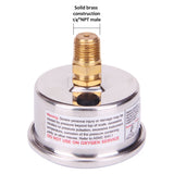 Measureman 2" Dial Size, Liquid Filled Pool Filter Pressure Gauge, 304 Stainless Steel Case, 0-35psi/250kpa,1/4" NPT Center Back Mount-100pcs
