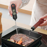 MEASUREMAN Digital Instant Read Foldaway Meat Thermometer Black ABS body, food grade stainless steel probe, 2-1/2" length, designed with kitchen hook, -58-572F/C