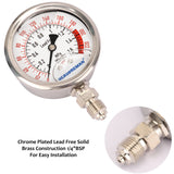 MEASUREMAN Lead Free Glycerin Filled Reverse Osmosis Pressure Gauge, Purified Water Pressure Gauge, 2-1/2" Dial Size 1/4" Lower Mount, 0-220Psi/Mpa, with PU Tube Connection