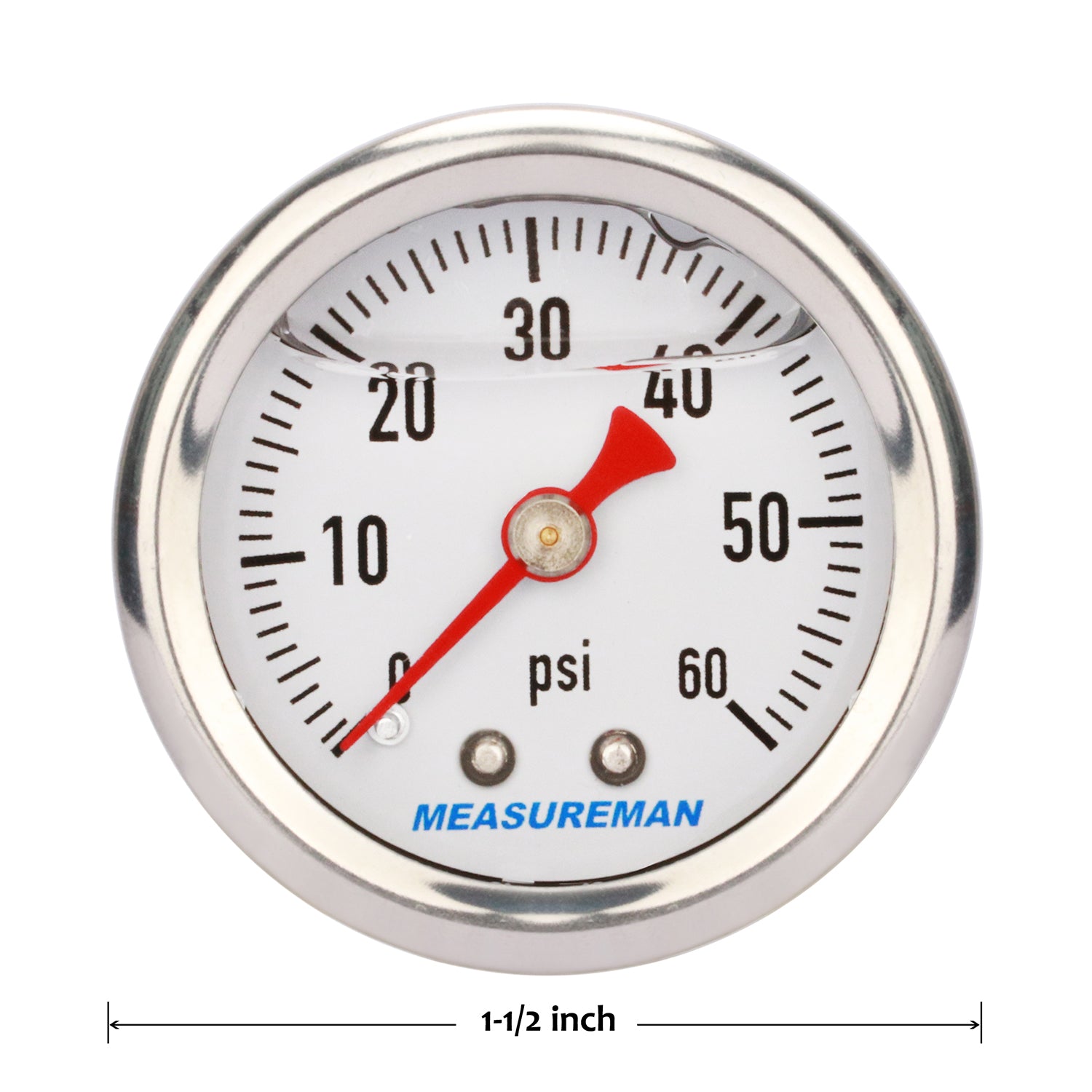  JEGS Fuel Pressure Gauge, 1.5” Diameter, Liquid Filled, 0-15  PSI, Black Dial, 1/8 “ NPT Male Fitting