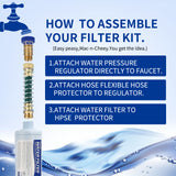 MEASUREMAN 2 Pack RV Marine Inline Water Filter with Flexible Hose Protector, Drinking & Washing Filter, Garden Hose Water Filter