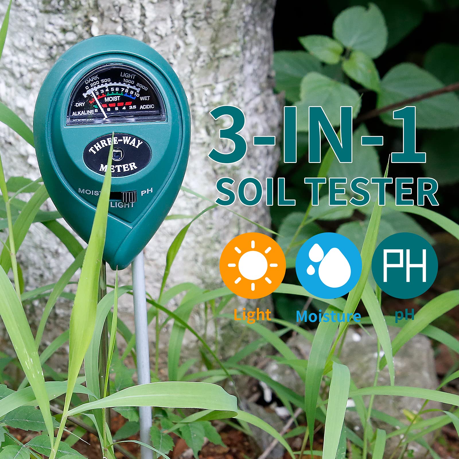 3 In 1 Function Soil Tester, Soil Ph Meter Plant Ph Moisture Meter Soil  Moisture/ph/light Tester For Gardening Tool Kits For Garden, Farm, Lawn,  Indoo