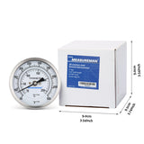 Measureman Fully Stainless Steel Bimetal Dial Thermometer, 3" Dial, 2-1/2" Stem, 50-550 deg F/10-260 deg C, +/-1% Accuracy, Adjustable, 1/2" NPT Back Mount