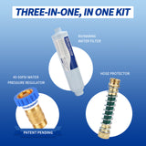 MEASUREMAN 2 Pack RV Marine Inline Water Filter with Flexible Hose Protector, Drinking & Washing Filter, Garden Hose Water Filter