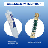 MEASUREMAN RV Marine Inline Water Filter with Flexible Hose Protector, Drinking & Washing Filter, Garden Hose Water Filter