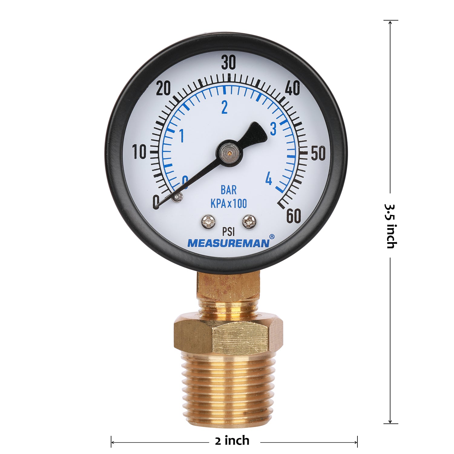 0-60 PSI Pressure Gauge With 1/8" BSPT Thread – Dual Scale (Bar/PSI) For Air, Hydraulic & Oil Systems - View #4