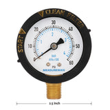 MEASUREMAN 2" Start and Clean Filter Pressure Gauge, Swimming Pool Filter Pressure Gauge, Spa, Aquarium, Water Pressure Gauge, 1/4" NPT Lower Mount 0-60Psi/bar 100pieces