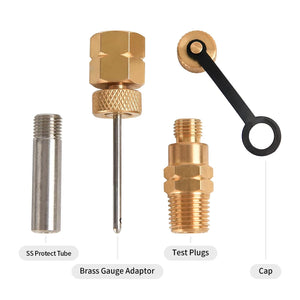 MEASUREMAN Brass Gauge Adaptor 1/4BSP Female，2-1/2 OAL x 1-2/5" x 1/8" Probe with Stainless Steel Sheath，Pressure Gauge Fitting kit