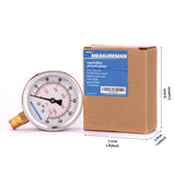 Measureman 2-1/2" Dial Size, Oil Filled Pressure Gauge, 0-160psi/kpa, 304 Stainless Steel Case, 1/4"NPT Lower Mount-50pcs