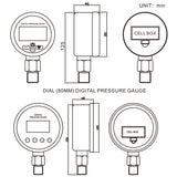 Measureman 3-1/8" dial, Digital Hydraulic Industrial Precision Pressure Gauge with 1/4"NPT Lower Mount, Stainless Steel Case and Connection, 0-10000psi/bar, 0.4%,Battery Powered, with LED Light