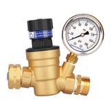 Measureman Handle Adjustable Lead-Free Brass RV Pressure Regulator, Pressure Reducer With Liquid Filled Pressure Gauge 160psi and Inlet Screened Filter For Camper, Trailer, RV, Garden, Plumbing System