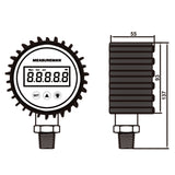 Measureman 3-1/8" Dial Size, Digital Pressure Gauge, 0-3000psi/bar/Mpa, 1/4"NPT Lower Mount, 0.25% Accuracy