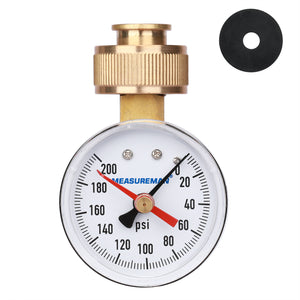 Measureman 2" Water Pressure Test Gauge, 3/4" Female Hose Thread, 0-200 psi/kpa with Maximum Pressure Memory 50pieces