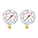 MEASUREMAN 2-1/2" Dial Size, Liquid Filled Hydraulic Pressure Gauge, 0-5000psi/kpa, 304 Stainless Steel Case, 1/4"NPT Lower Mount 2 Pack