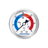 MEASUREMAN 2" Dial Size, Glycerin Filled Pool Filter Pressure Gauge, 304 Stainless Steel Case, 0-60psi/420kpa, 1/4"NPT Lower Mount